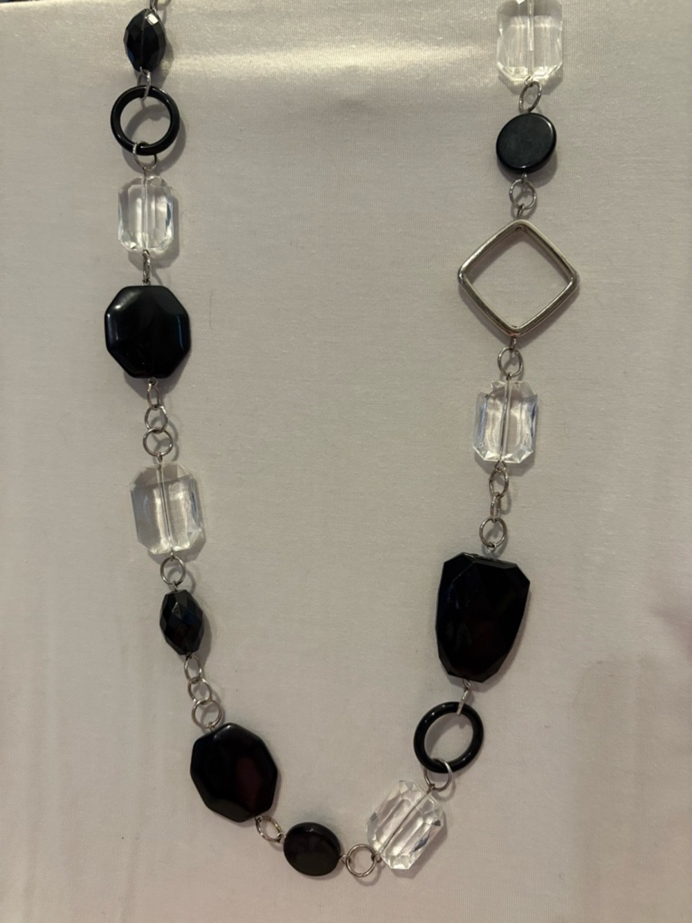 Elegant Black and Clear Beaded Women's Necklace